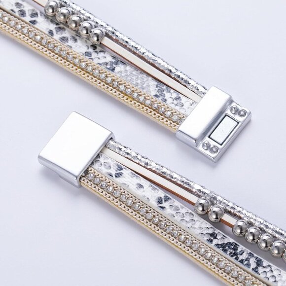 Boho Leather Wrap Bracelet Beaded Cuff Mom Gift Stackable Infinity Jewelry - Picture 6 of 6